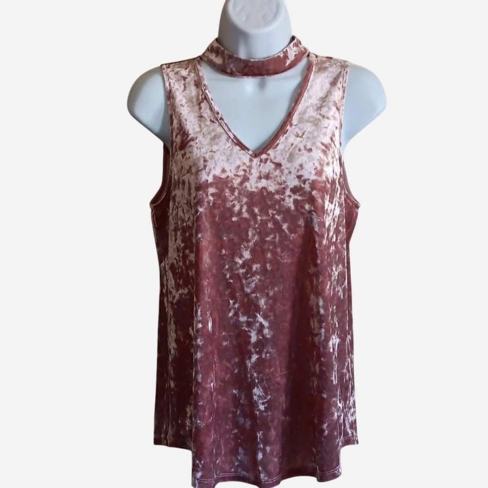 Velvety Pink Sleevless Choker Halter-Top Shirt, Balletcore, By & By Medium